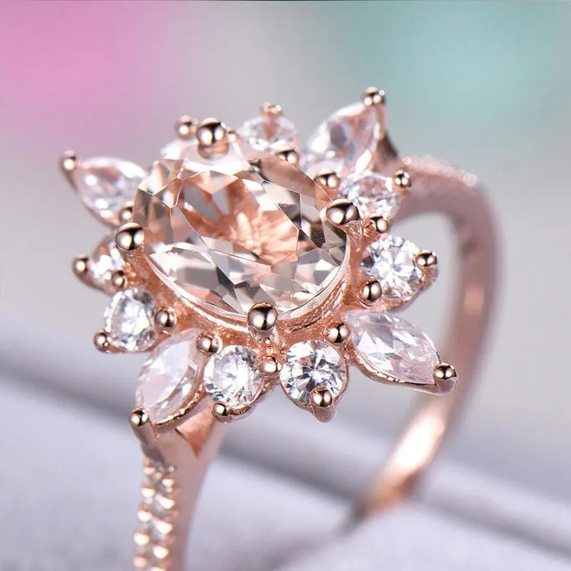 Snowflake Shaped Rose Gold Ring