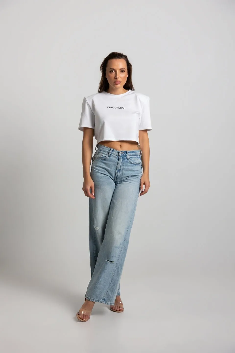 T-shirt krótki CROP TOP - biay