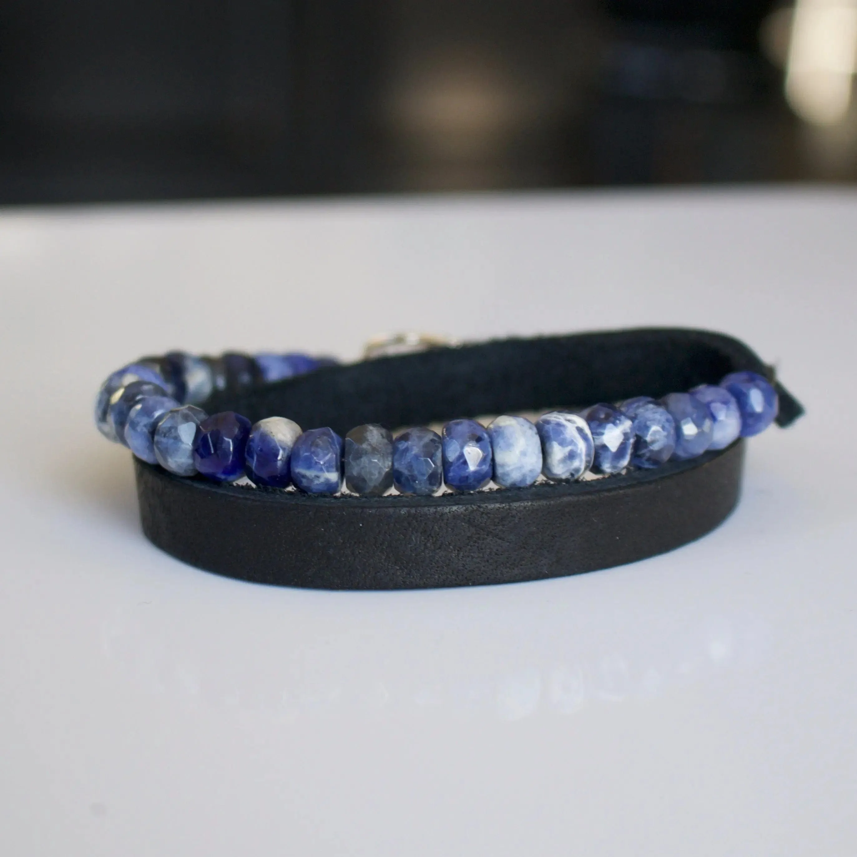 Teggin Leather and Gemstone Wrap Bracelet