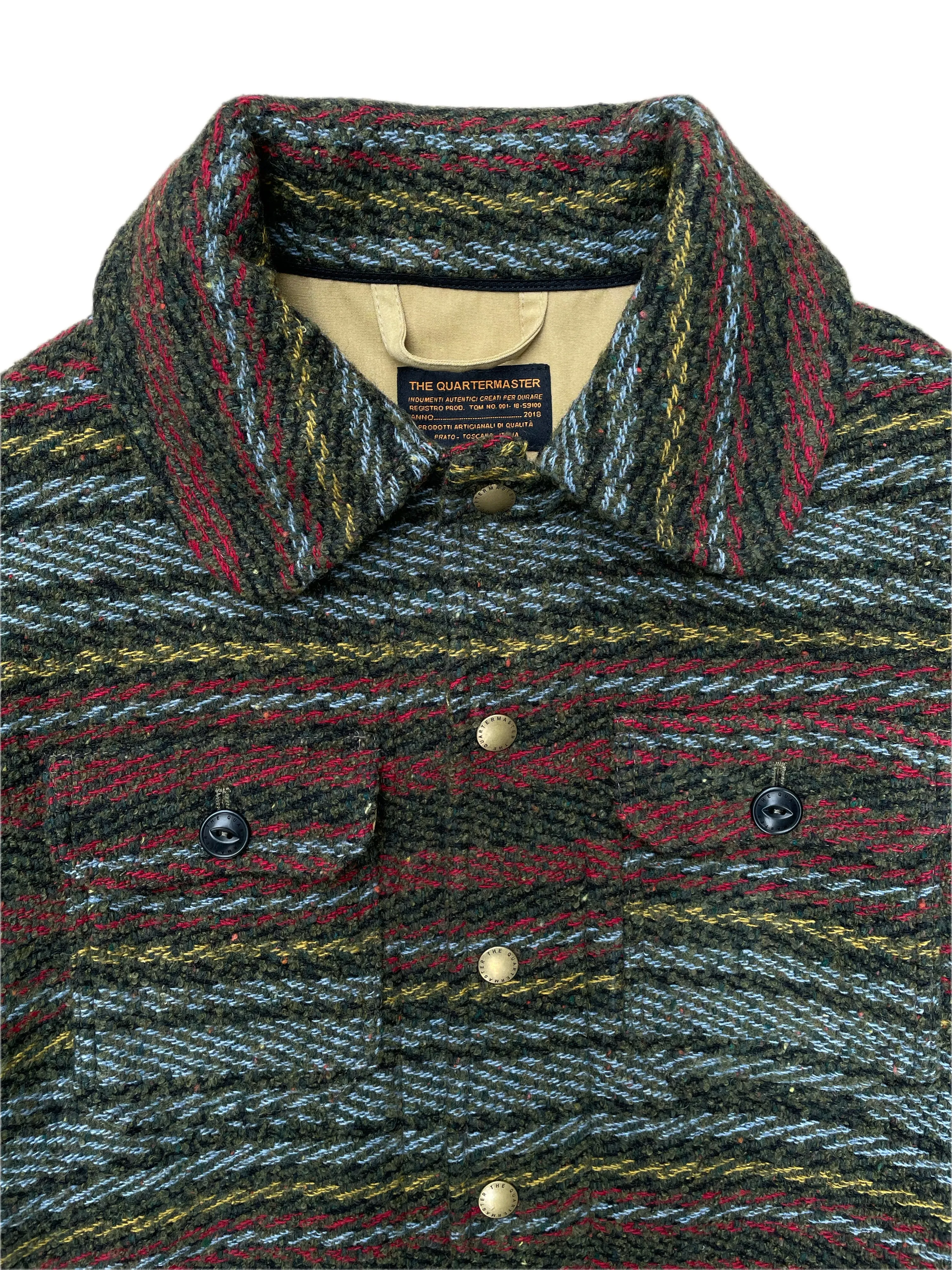 THE QUARTERMASTER Hunter Jacket Calvana Striped Green