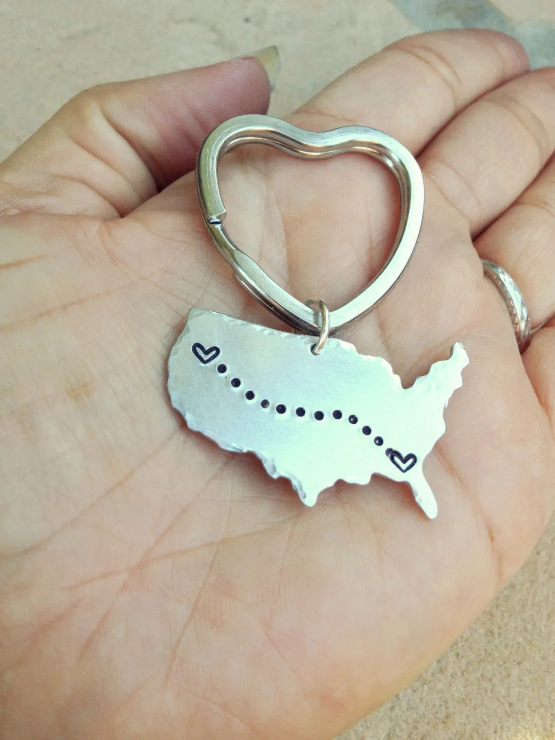 United States Keychain, Gifts for Men, Long Distance Keychain