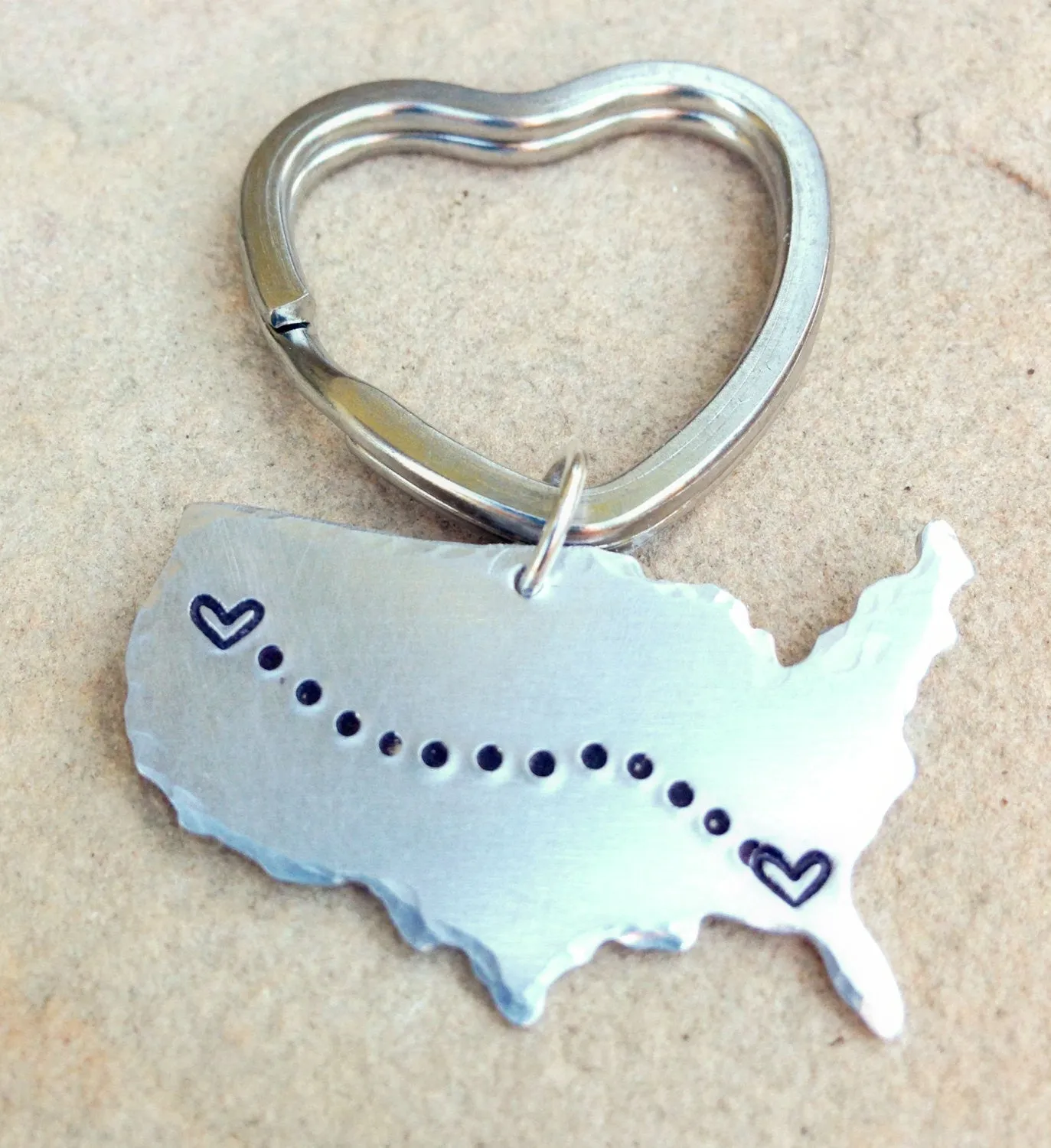 United States Keychain, Gifts for Men, Long Distance Keychain