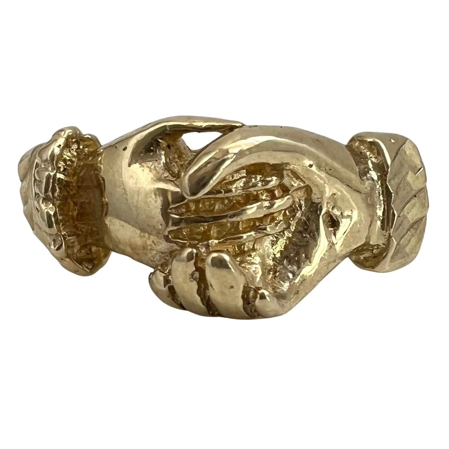 V I N T A G E // 10k / Fede Gimmel ring / yellow gold / Claddagh / size 7