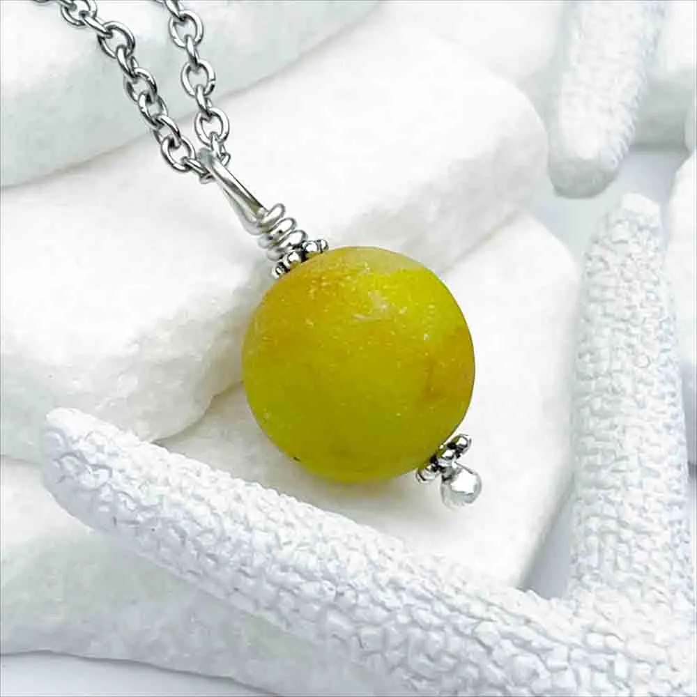 Venus UV and Yellow Sea Glass Marble Pendant  | #5280