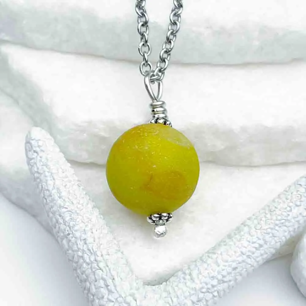 Venus UV and Yellow Sea Glass Marble Pendant  | #5280