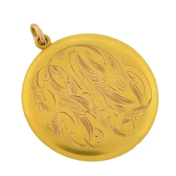 Victorian 14kt Gold Locket with Engraved Initials