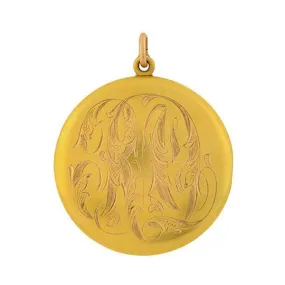 Victorian 14kt Gold Locket with Engraved Initials