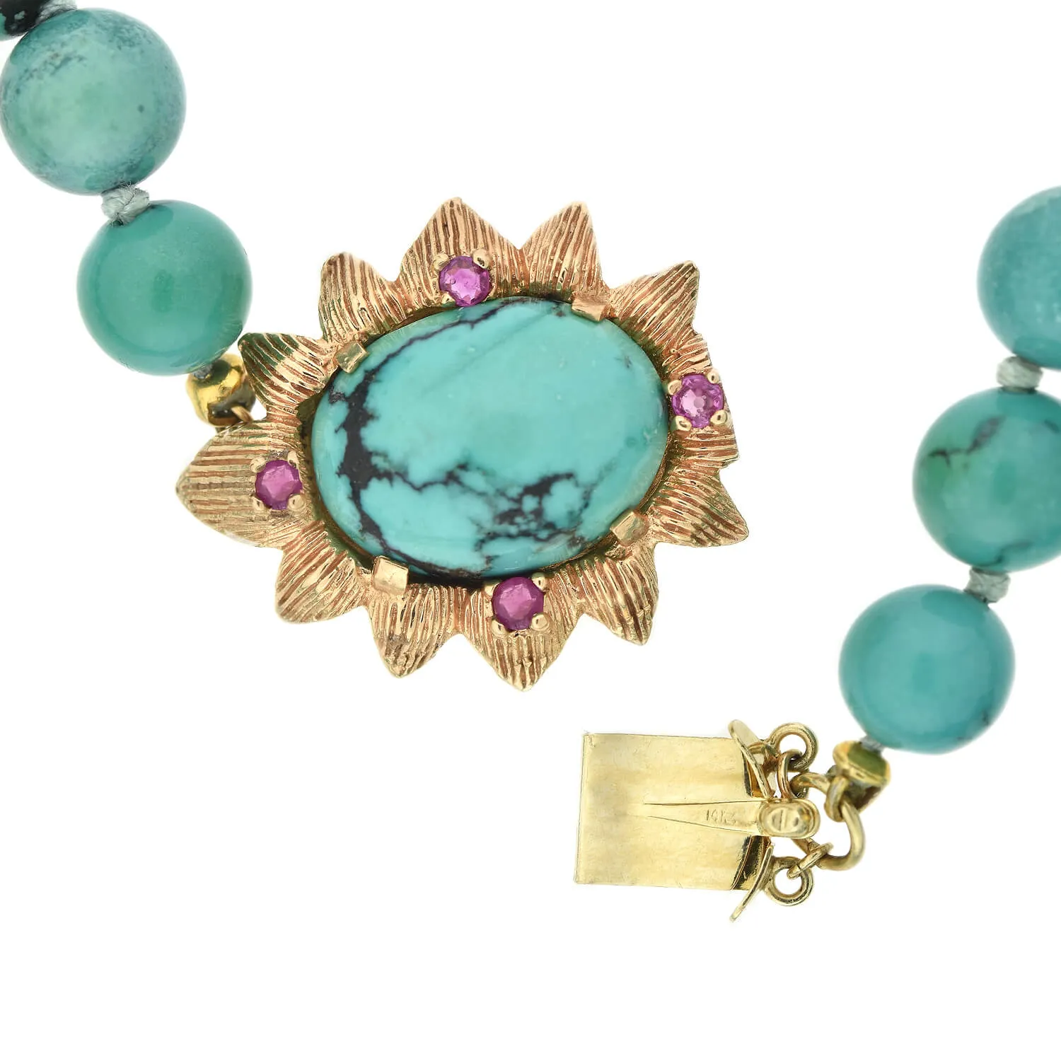 Vintage 14kt Turquoise   Ruby Necklace