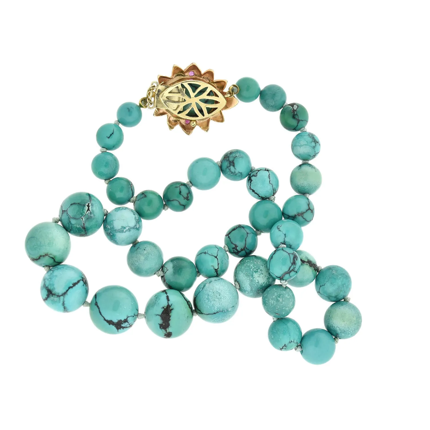 Vintage 14kt Turquoise   Ruby Necklace