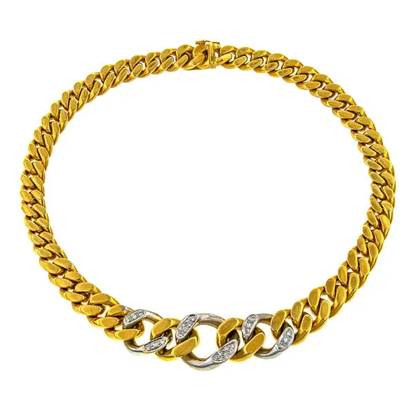 Vintage Diamond Set Cuban Link Necklace