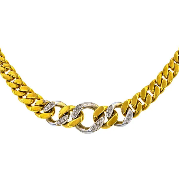 Vintage Diamond Set Cuban Link Necklace