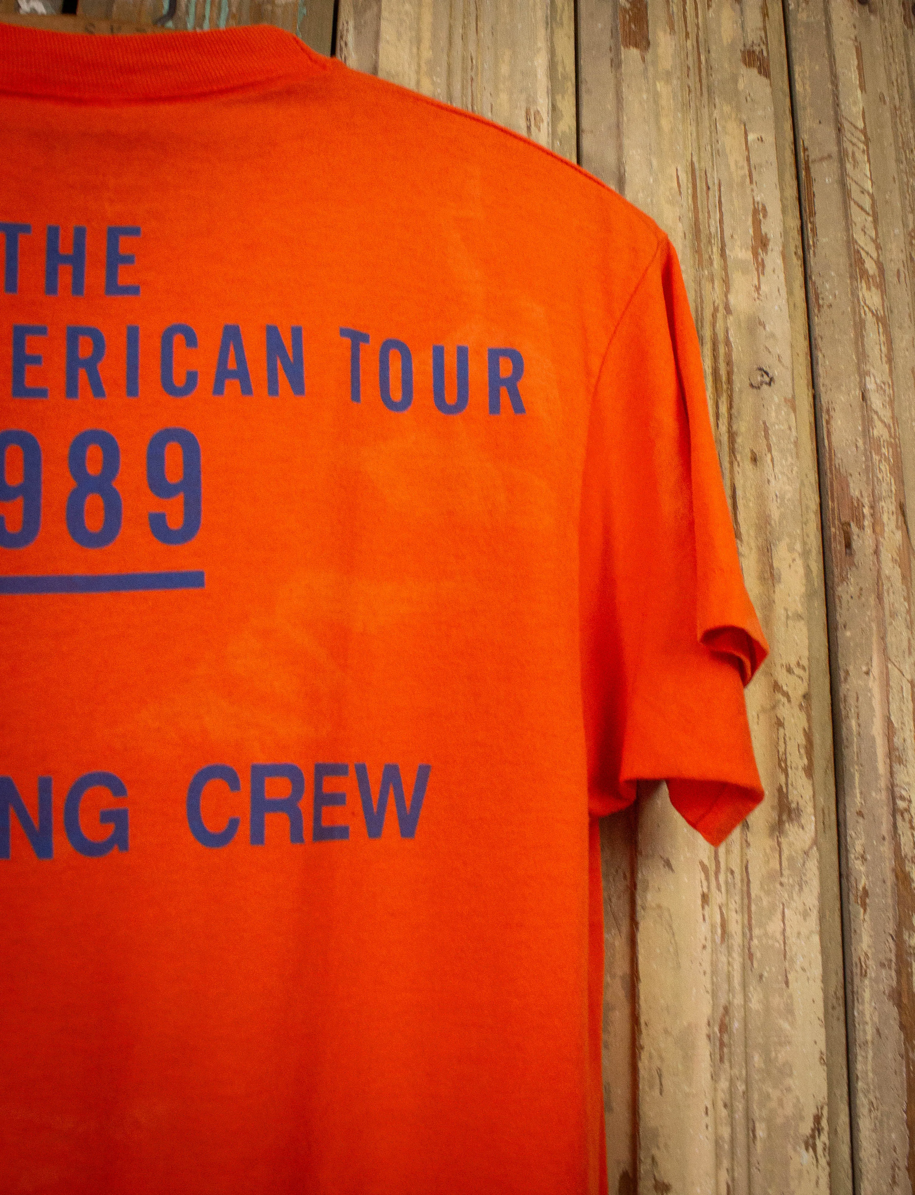 Vintage Rolling Stones Steel Wheels Tour Crew Concert T Shirt 1989 Orange Large