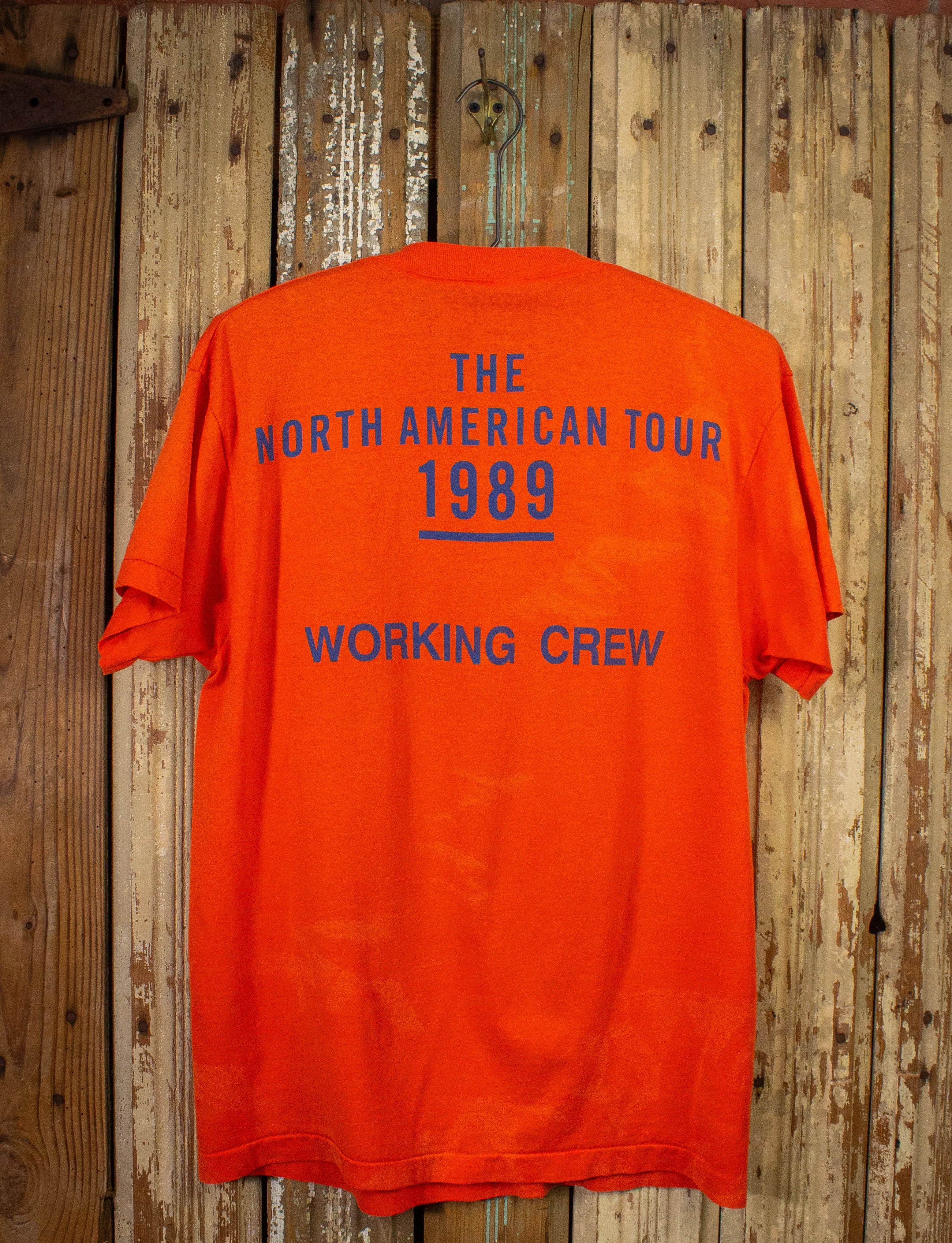 Vintage Rolling Stones Steel Wheels Tour Crew Concert T Shirt 1989 Orange Large