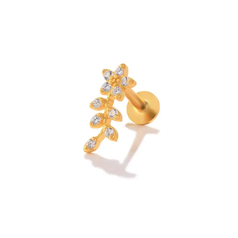 Viva Flower Flat Back Piercing Stud (16G)