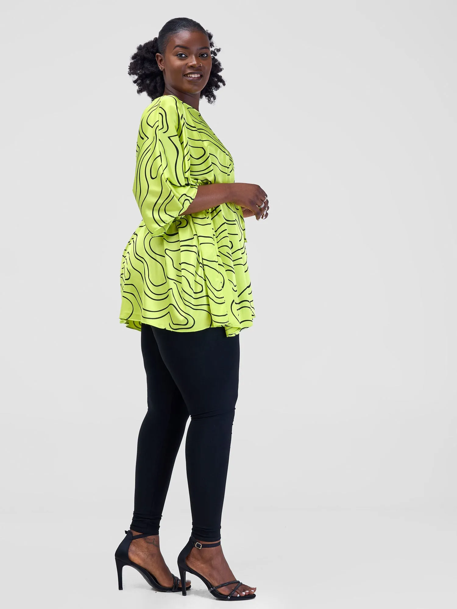 Vivo Jamila Kaftan Top - Lime / Black