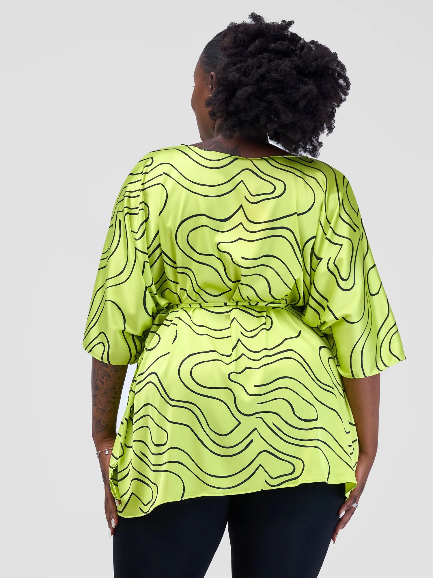 Vivo Jamila Kaftan Top - Lime / Black