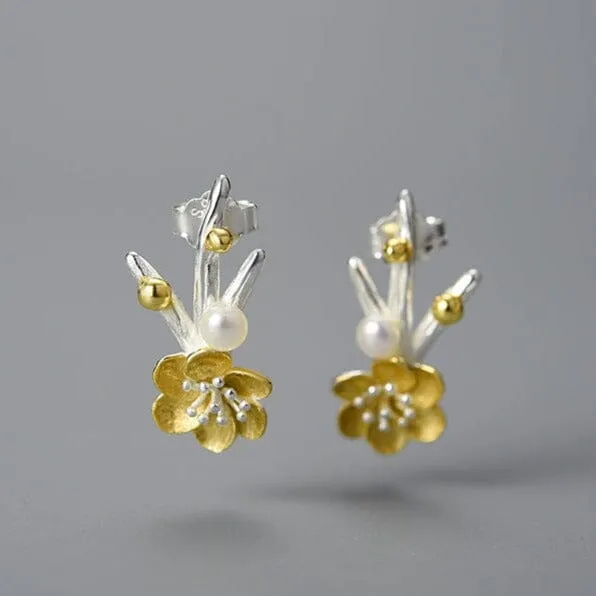 Winter Blossom Stud Earrings - 925 Sterling Silver