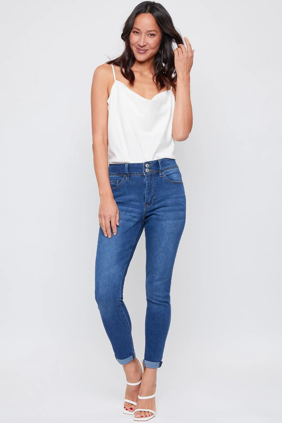 Women's Essential 2-Button Roll Cuff Ankle Jeans