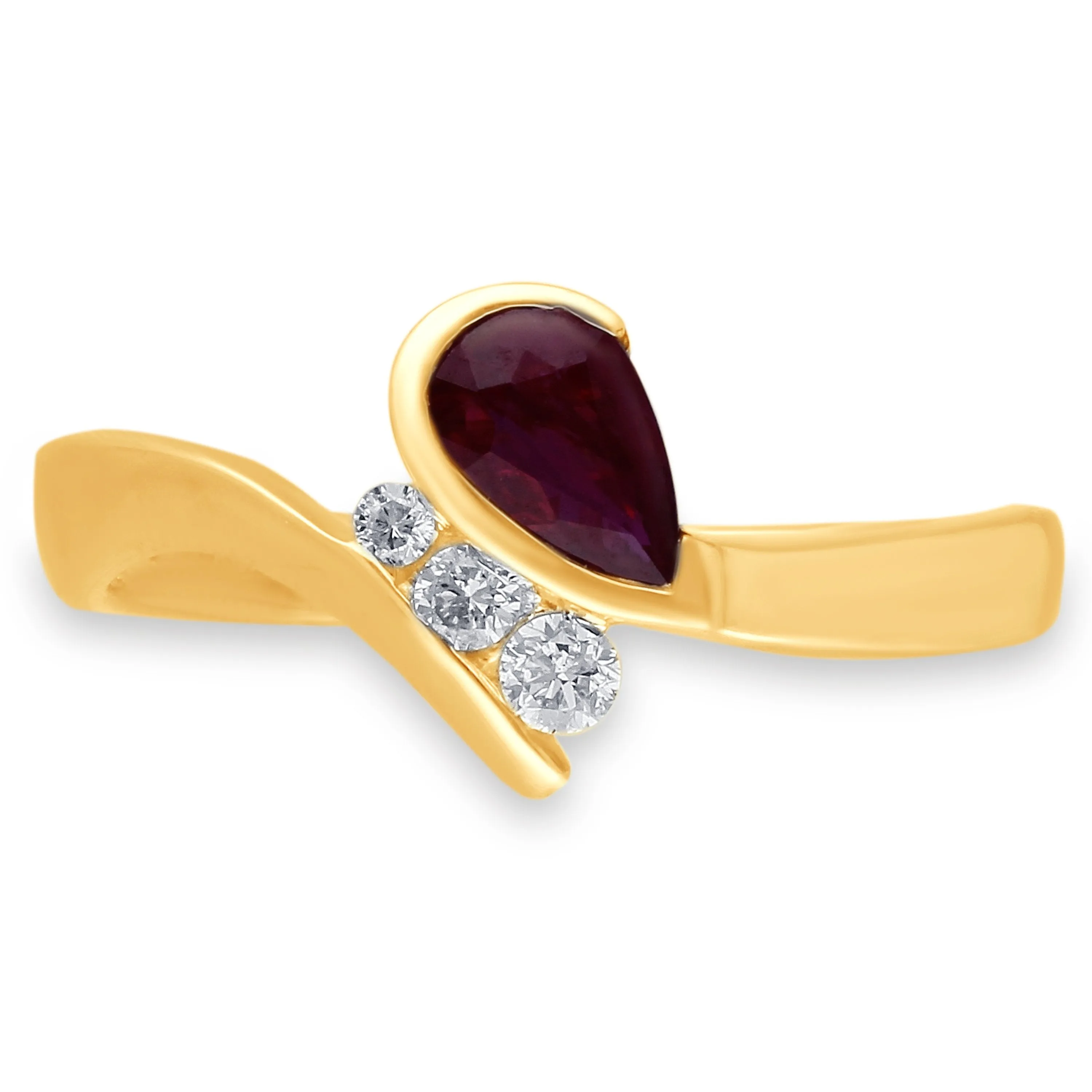 Yellow Gold Ruby and White Diamond Heirloom Ring