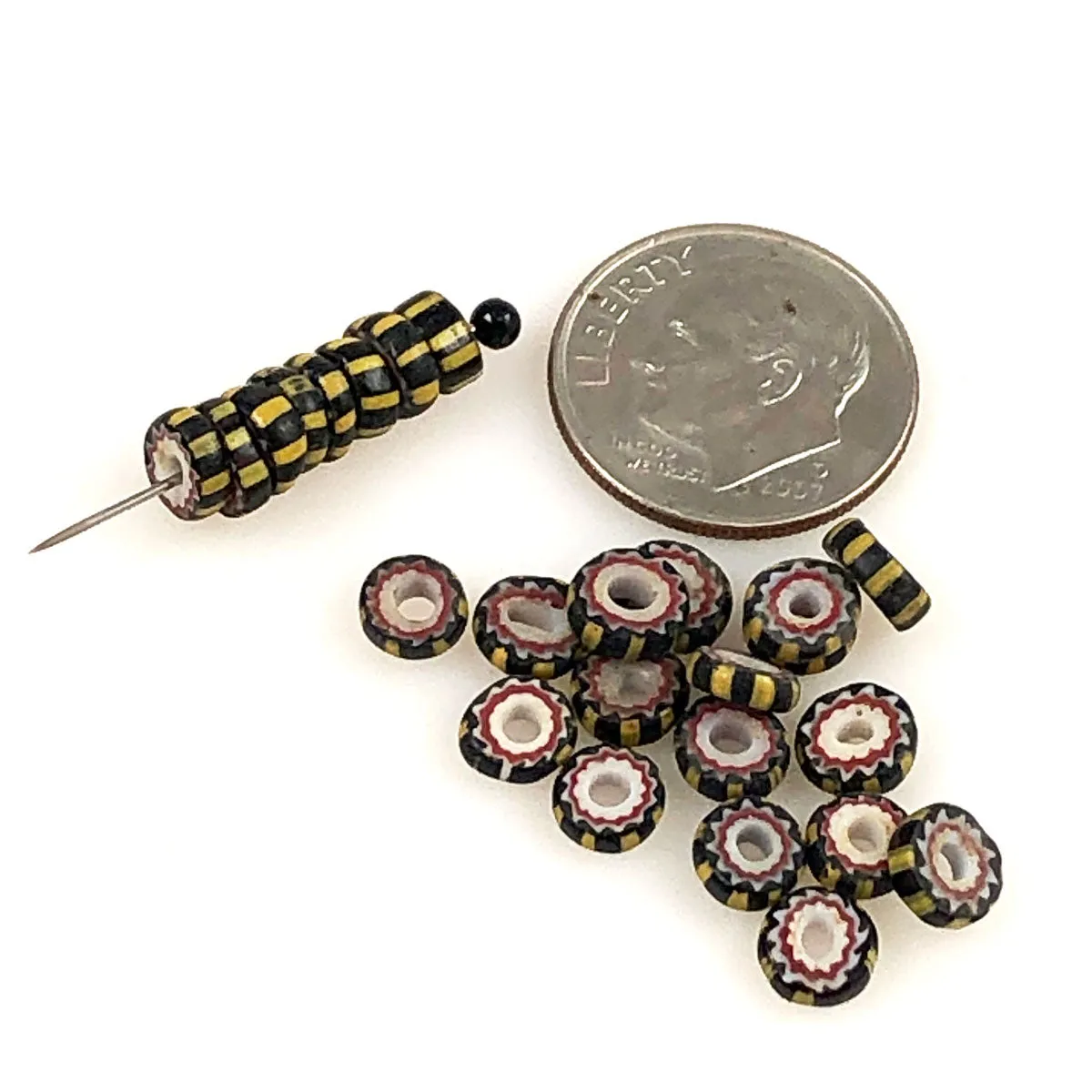 Yellow Jacket Striped Chevrons - Antique Trade Beads (8)